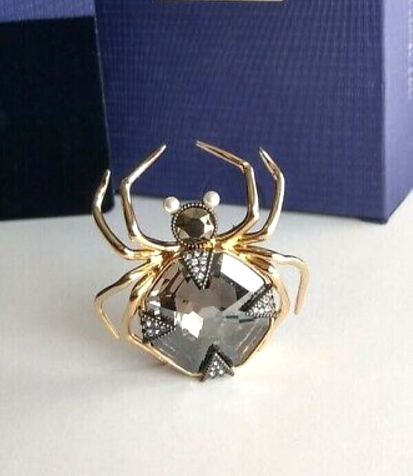 New SWAROVSKI MAGNET-BROSCHE SPIDER "ZAUBERWALD-KOLLEKTION" - GOLD/SCHWARZ