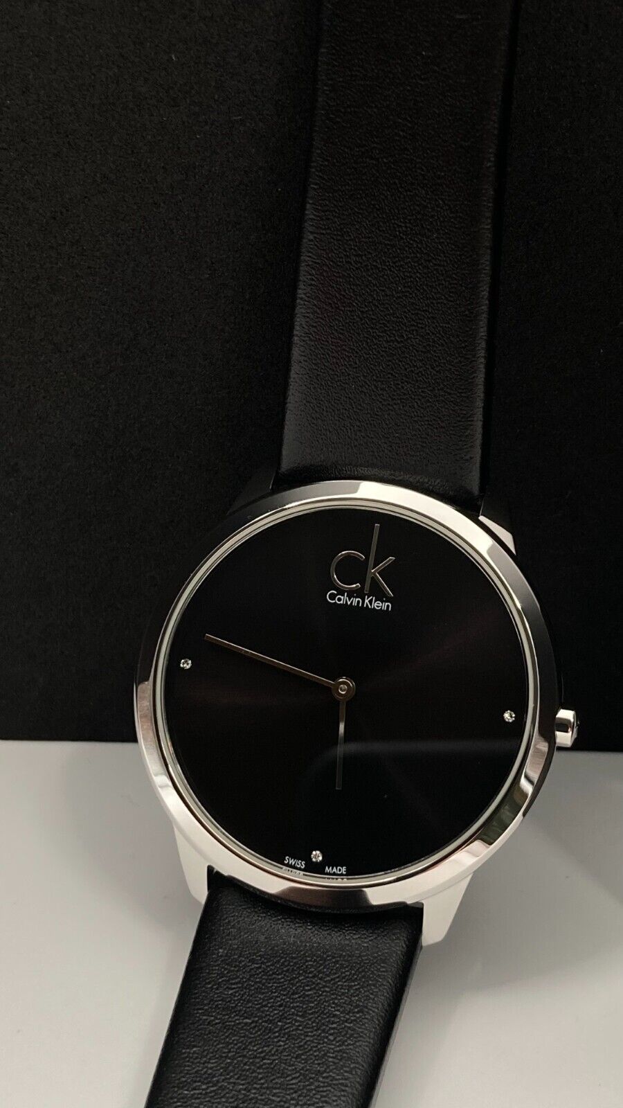 New Swiss Made CALVIN KLEIN Minimal Quartz Diamond Black Dial Ladies Watch