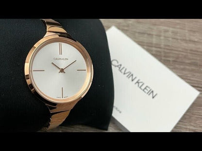 New Swiss Made CALVIN KLEIN Lively Silver Dial Rose Gold-tone LadiesWatch