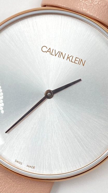 New Swiss Made CALVIN KLEIN Watch Full Moon Quartz Silver Dial Ladies Watch