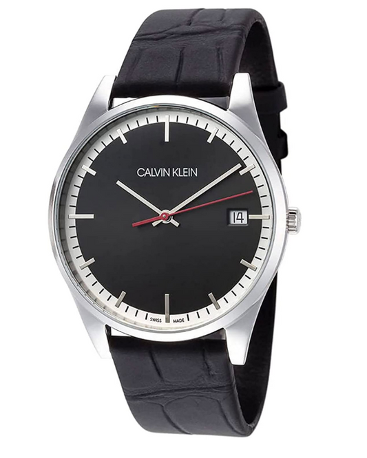 New Swiss Made CALVIN KLEIN Time Quartz Black Dial Men's Watch