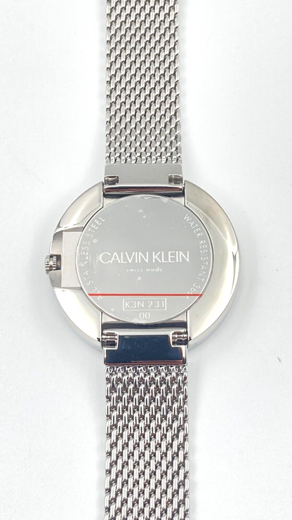 New Swiss Made CALVIN KLEIN Firm Quartz Silver Dial Ladies Watch