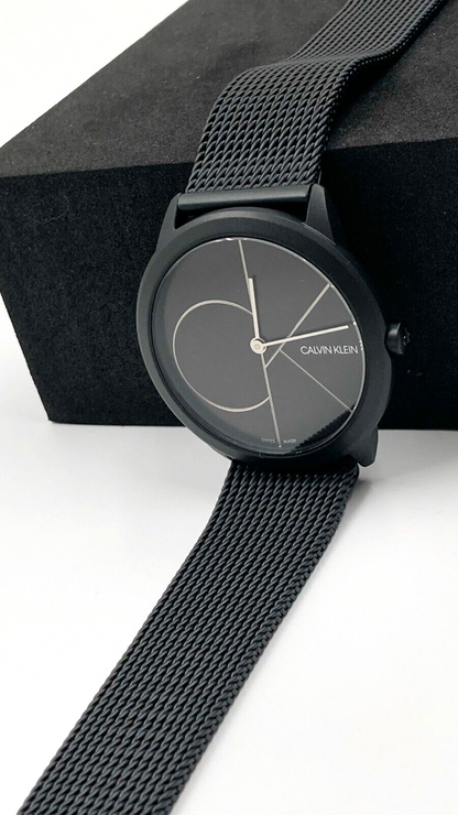 New Swiss Made CALVIN KLEIN Minimal Quartz Black Dial Ladies Watch