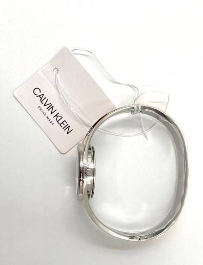 New Swiss Made CALVIN KLEIN Sensual Silver Dial Small Bangle Ladies Watch