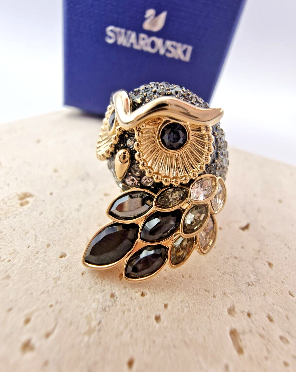 New SWAROVSKI MARCH MOTIVRING OWL - DARK MULTI - Gr. 52