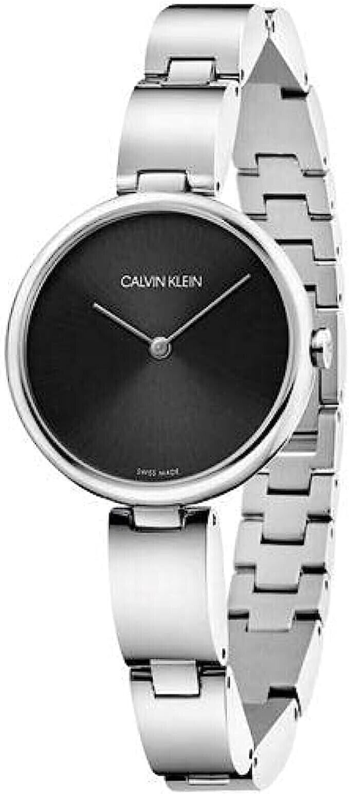 New Swiss Made CALVIN KLEIN Wavy Quartz Black Dial Ladies Watch