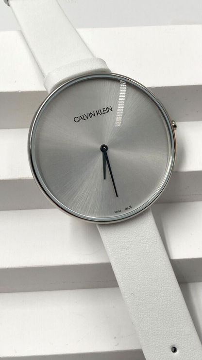 New Swiss Made CALVIN KLEIN Full Moon Quartz Silver Dial Ladies Watch