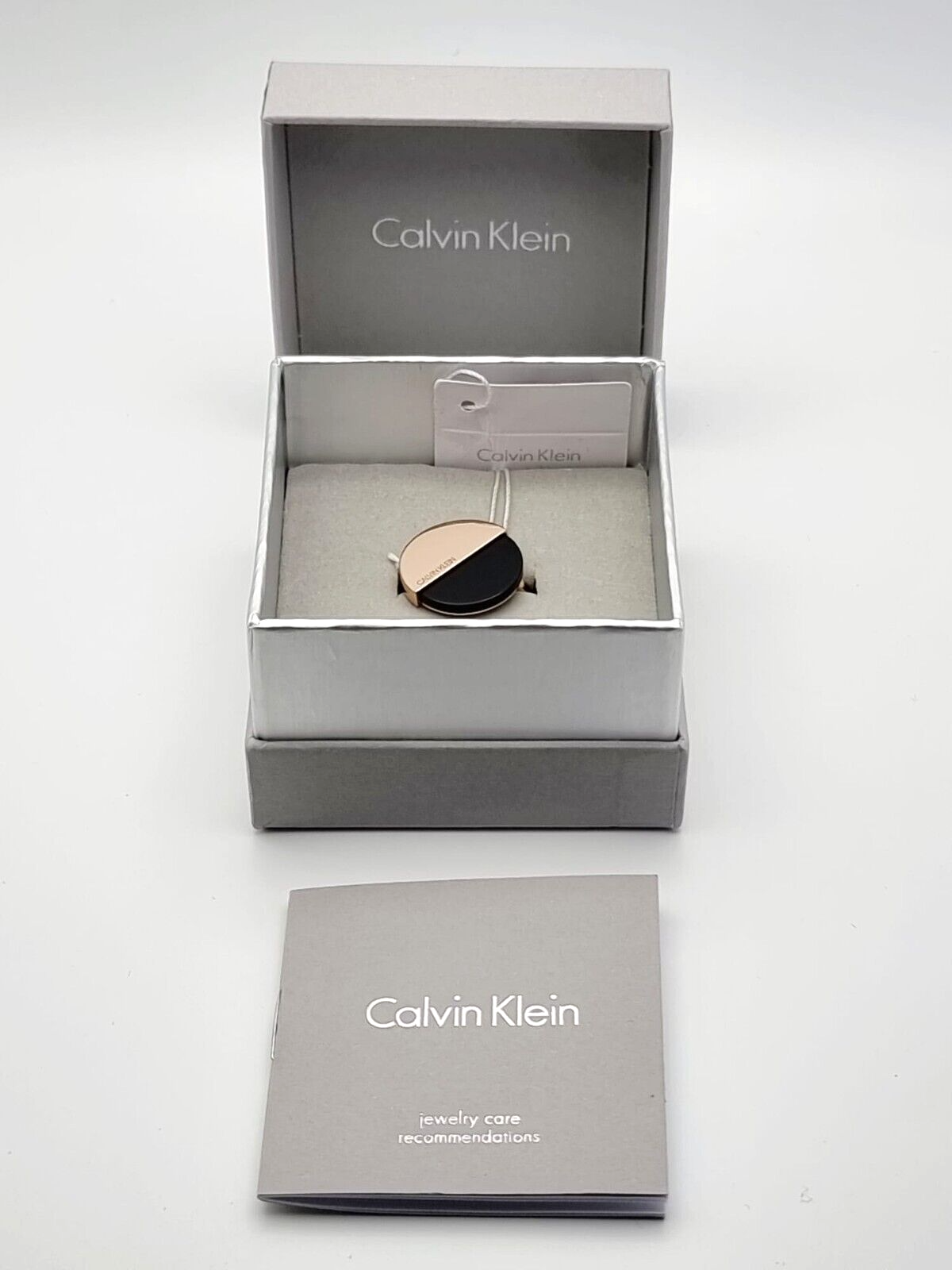 New CALVIN KLEIN SPICY KJ8RBR140107 ROSE GOLD RING - BLACK STONE - SIZE 55