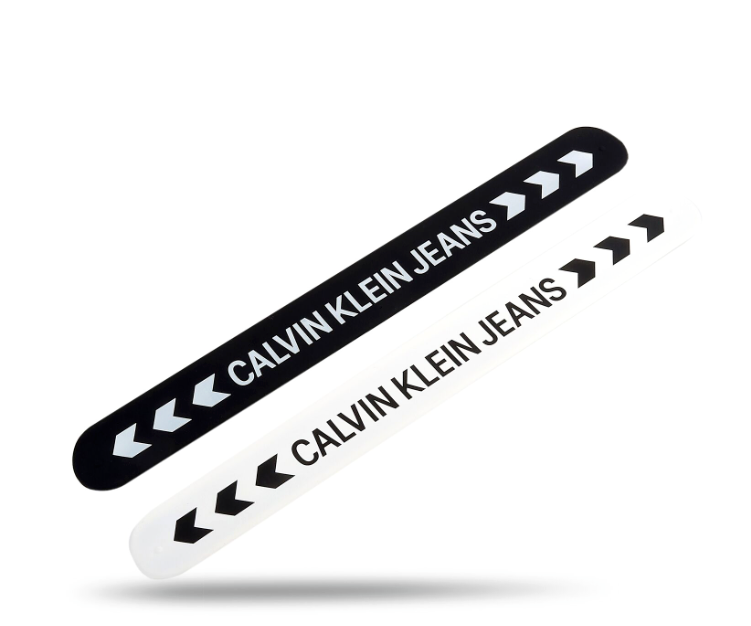 New CALVIN KLEIN JEANS HIT&FUN KJJLDB850100 RUBBER BRACELETS - WHITE/BLACK