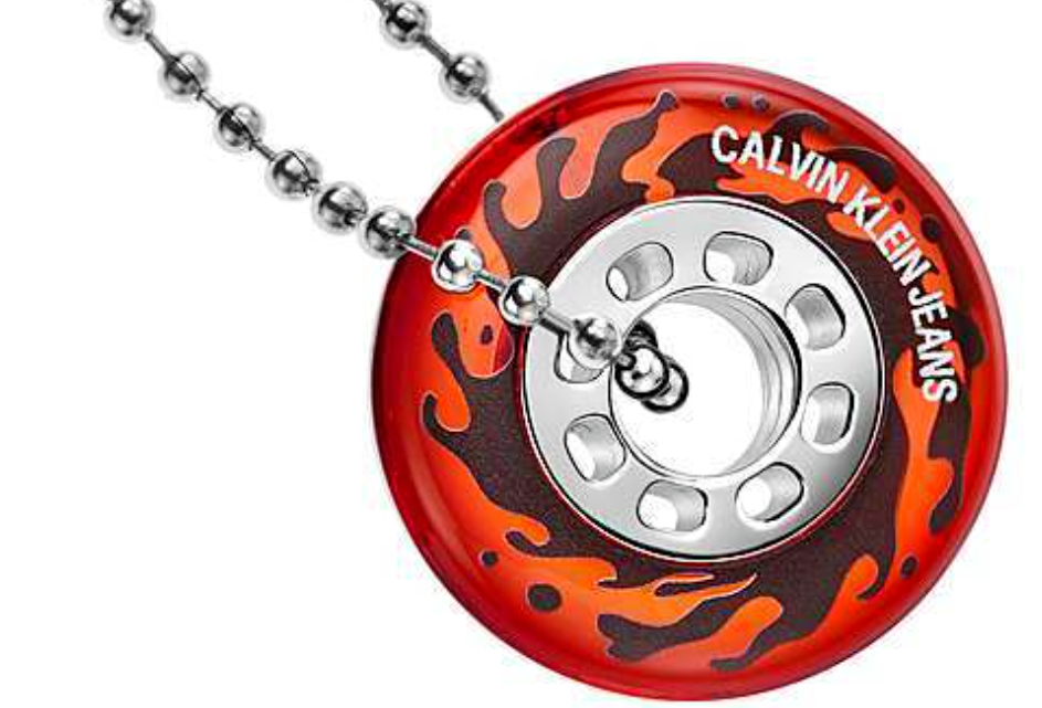 New CALVIN KLEIN SPIN KJJASN090100 STAINLESS STEEL NECKLACE  - RED