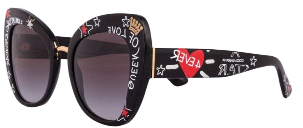 New DOLCE & GABBANA 'Queen Of Love' Cat Eye Sunglasses - Graffiti