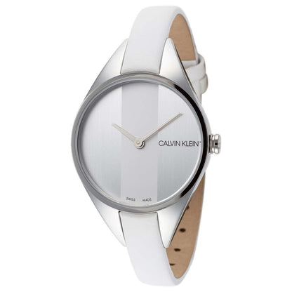 New Swiss Made CALVIN KLEIN Rebel Silver Dial White Ladies Quartz Watch