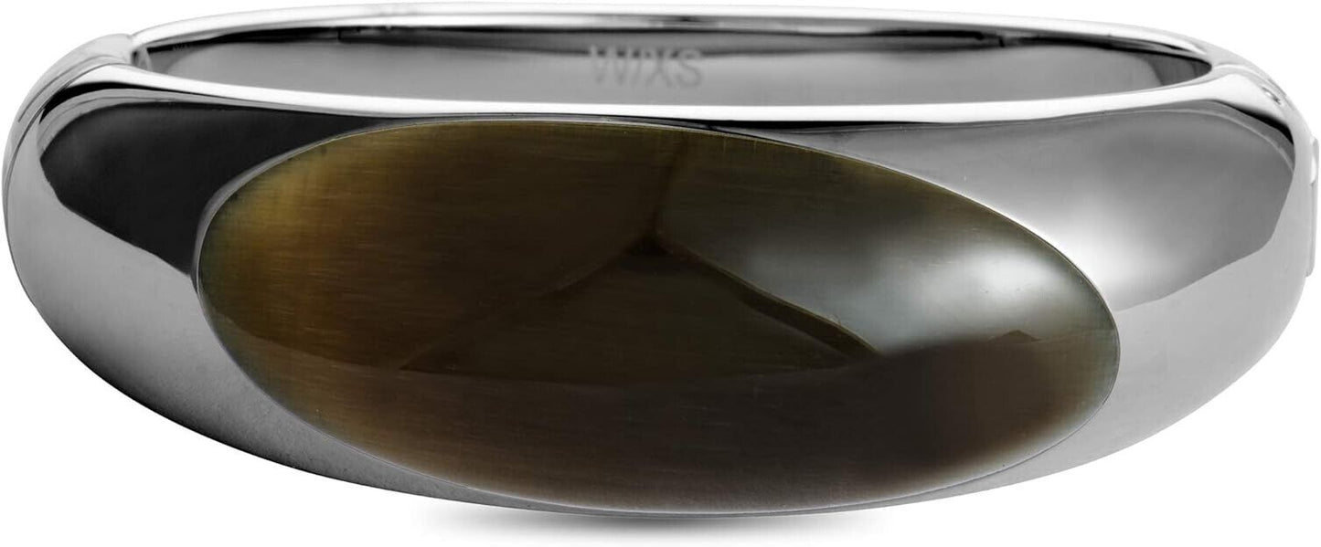 New CALVIN KLEIN ELLIPSE STONE BANGLE KJ3QCD0201XS - SILVER/BROWN - XS