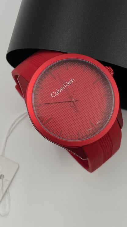 New Swiss Made CALVIN KLEIN Color Performance Red Dial Men's Watch