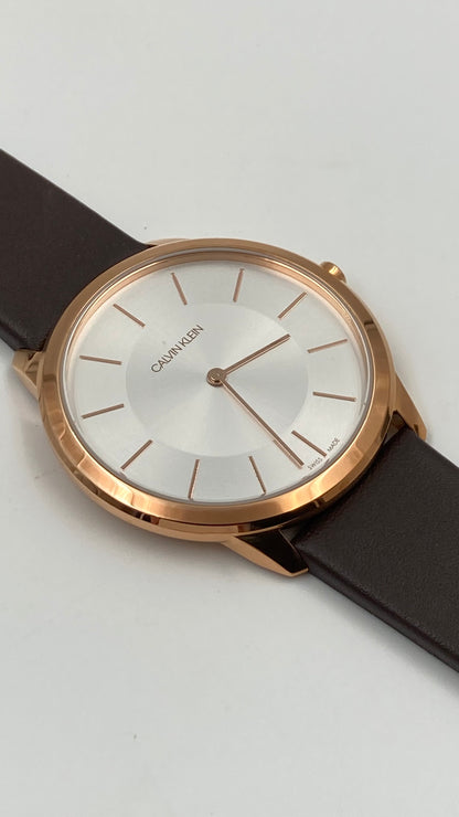 Neue, in der Schweiz hergestellte CALVIN KLEIN Minimal Quartz Herrenuhr mit silbernem Zifferblatt