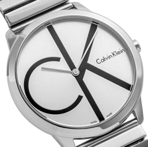 Neue, in der Schweiz hergestellte CALVIN KLEIN Herrenuhr aus Edelstahl mit silbernem Zifferblatt