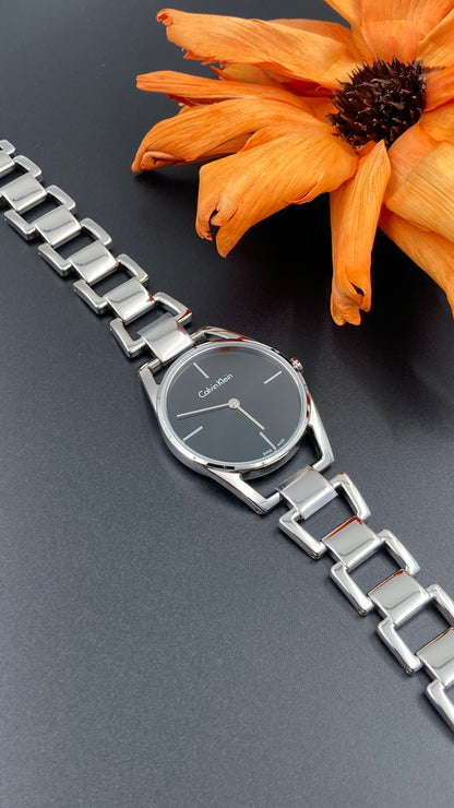 New Swiss Made CALVIN KLEIN Dainty Quartz Black Dial Ladies Watch