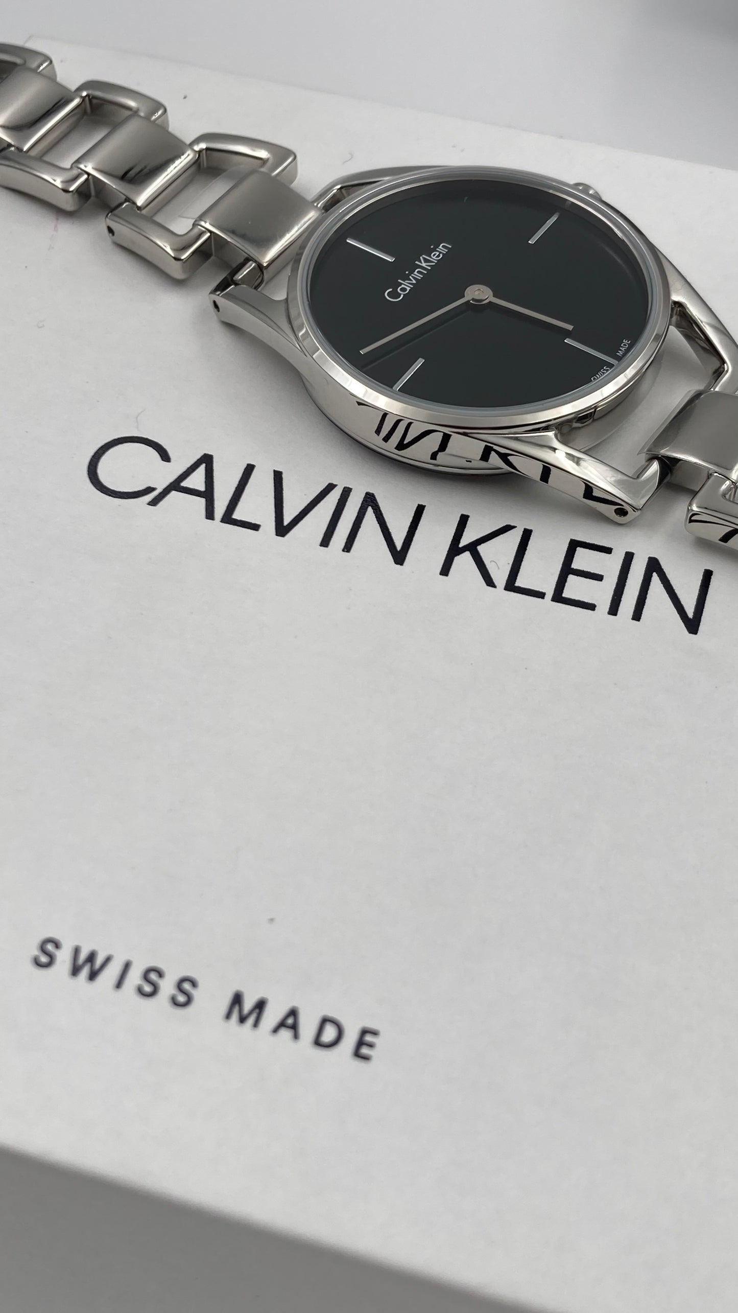 New Swiss Made CALVIN KLEIN Dainty Quartz Black Dial Ladies Watch