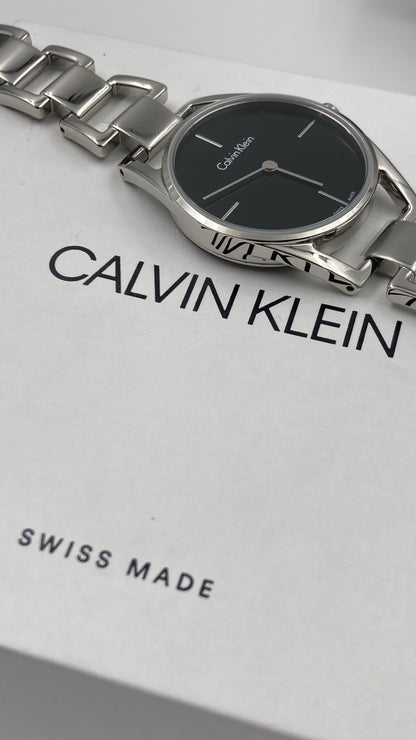 New Swiss Made CALVIN KLEIN Dainty Quartz Black Dial Ladies Watch