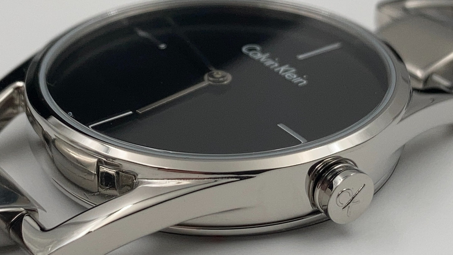 New Swiss Made CALVIN KLEIN Dainty Quartz Black Dial Ladies Watch