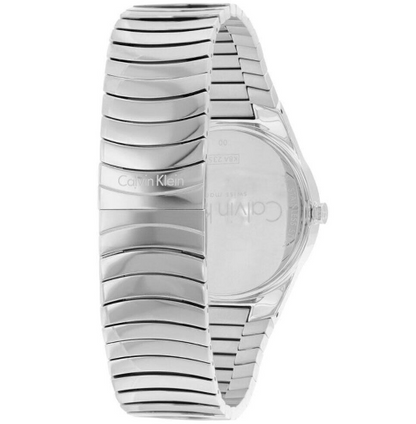 Neue, in der Schweiz hergestellte CALVIN KLEIN Whirl Damenuhr aus Edelstahl mit silbernem Zifferblatt