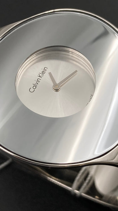 New Swiss Made CALVIN KLEIN Seamless White Dial Small Bangle Ladies Watch