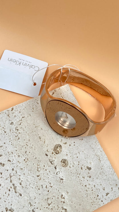 New Swiss Made CALVIN KLEIN Seamless Ladies Small Bangle Quartz Rose Gold Watch