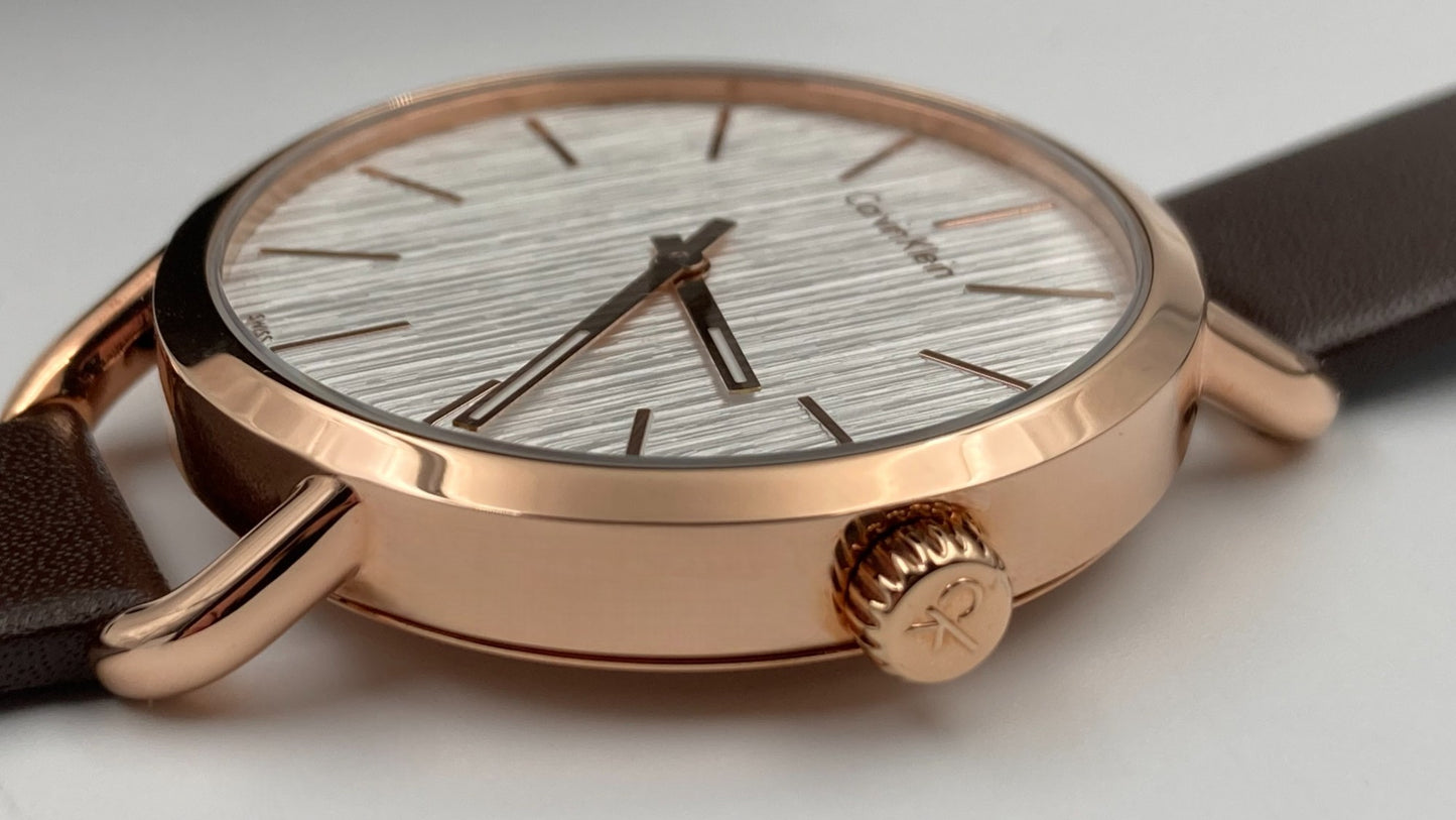 New Swiss Made CALVIN KLEIN Even Quartz Silver Dial Ladies Watch