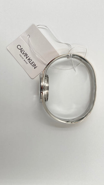 New Swiss Made CALVIN KLEIN Sensual Silver Dial Medium Bangle Ladies Watch