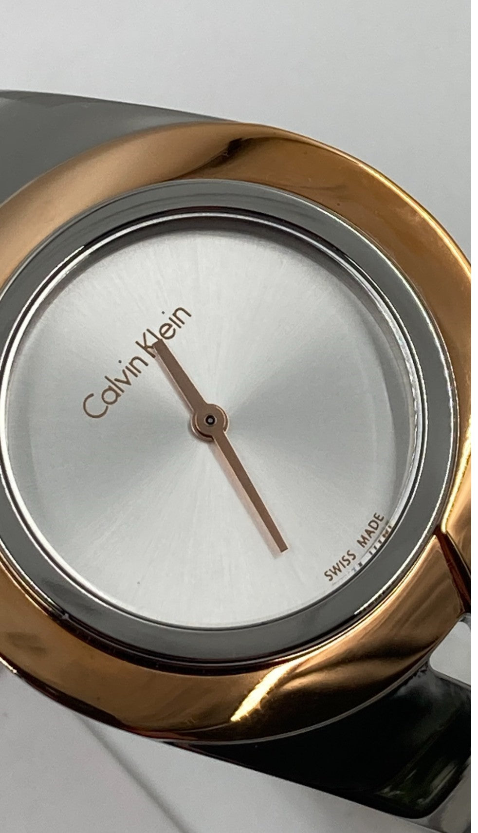 New Swiss Made CALVIN KLEIN Sensual Silver Dial Medium Bangle Ladies Watch