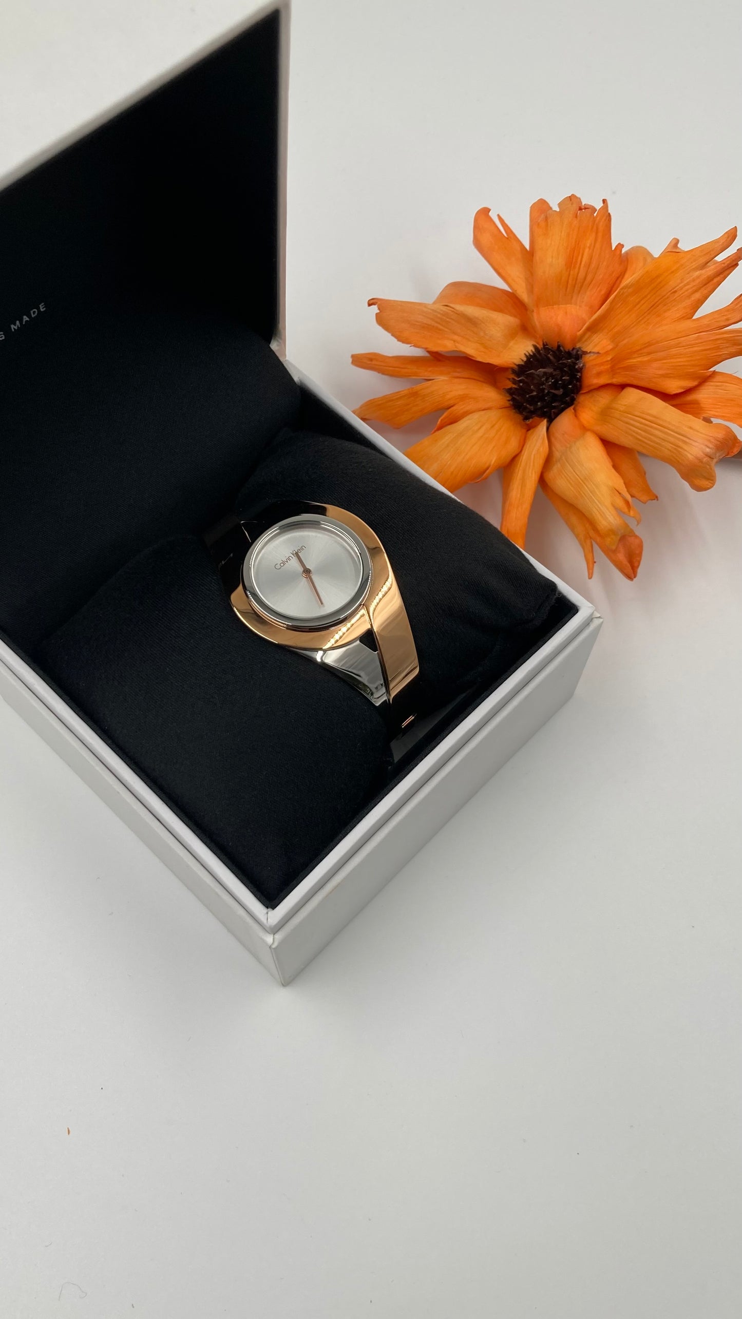 New Swiss Made CALVIN KLEIN Sensual Silver Dial Medium Bangle Ladies Watch