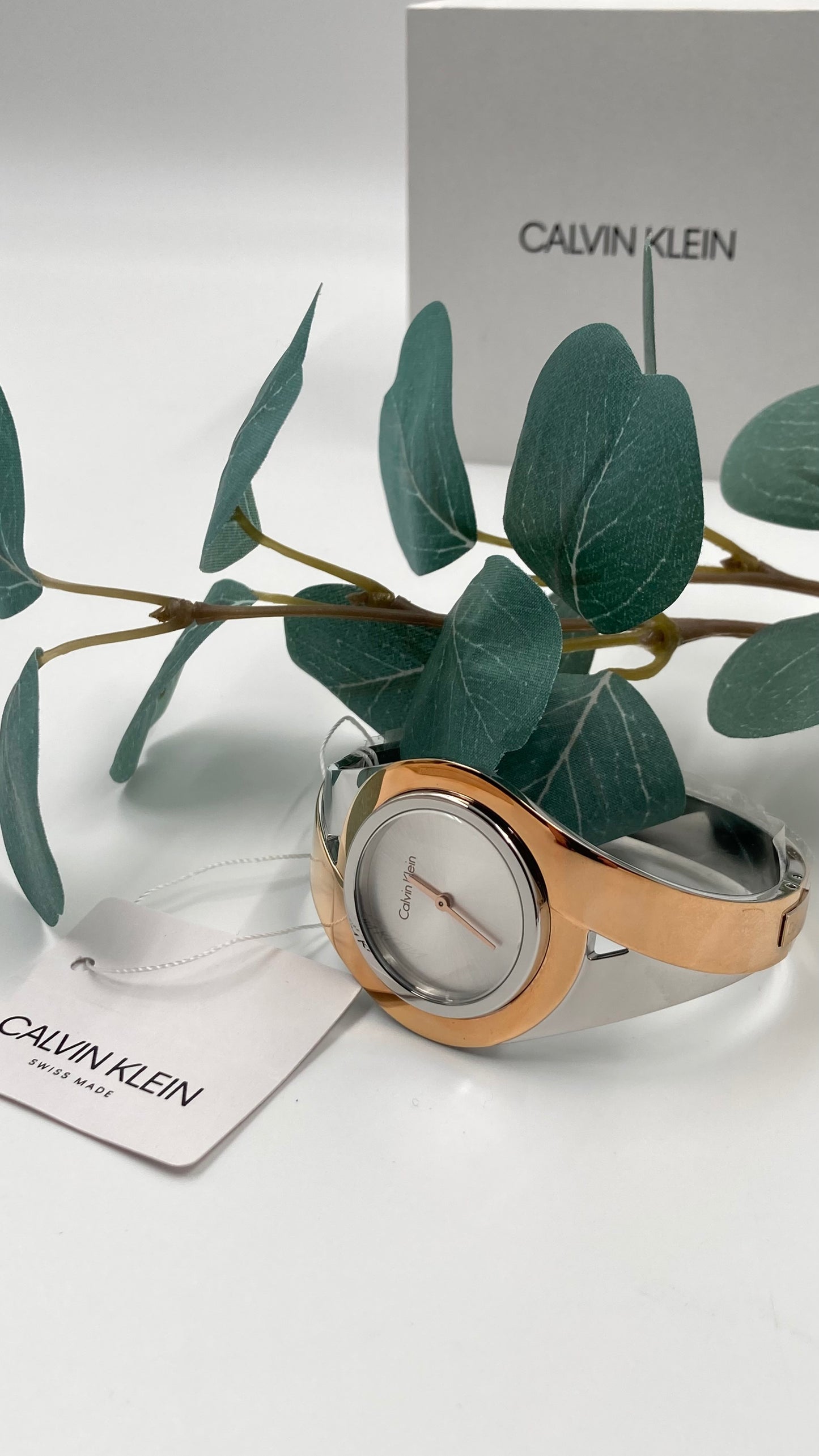 New Swiss Made CALVIN KLEIN Sensual Silver Dial Medium Bangle Ladies Watch