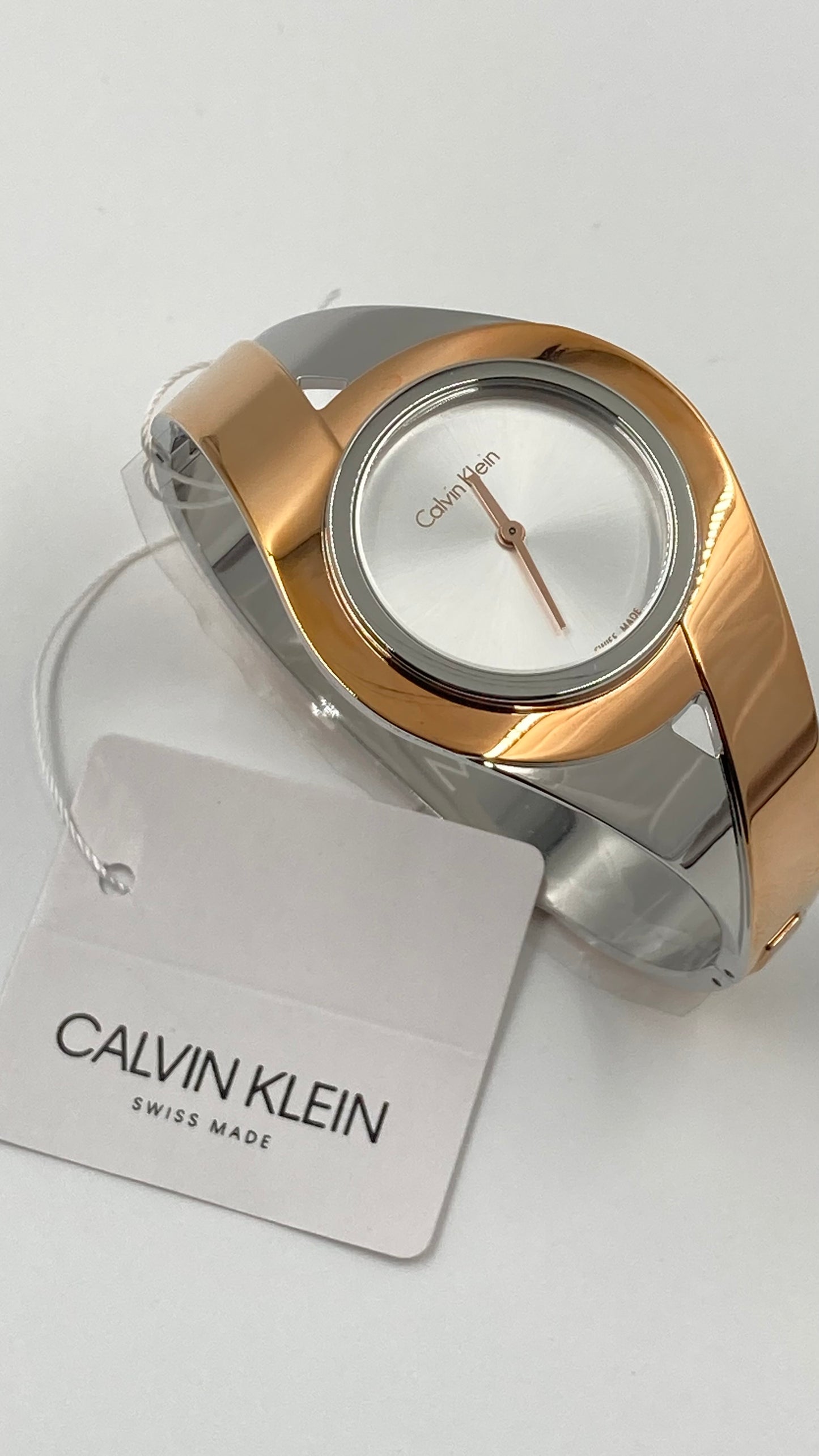 New Swiss Made CALVIN KLEIN Sensual Silver Dial Medium Bangle Ladies Watch
