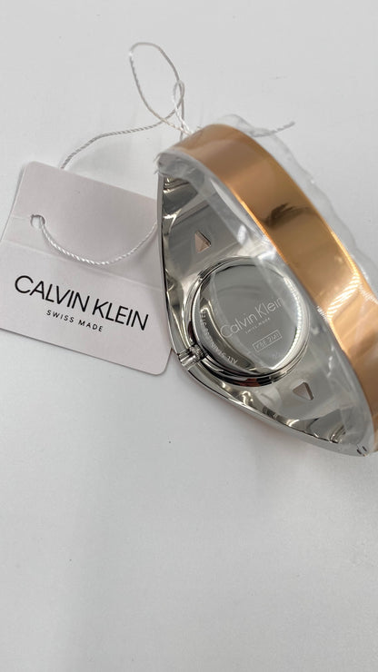 New Swiss Made CALVIN KLEIN Sensual Silver Dial Medium Bangle Ladies Watch