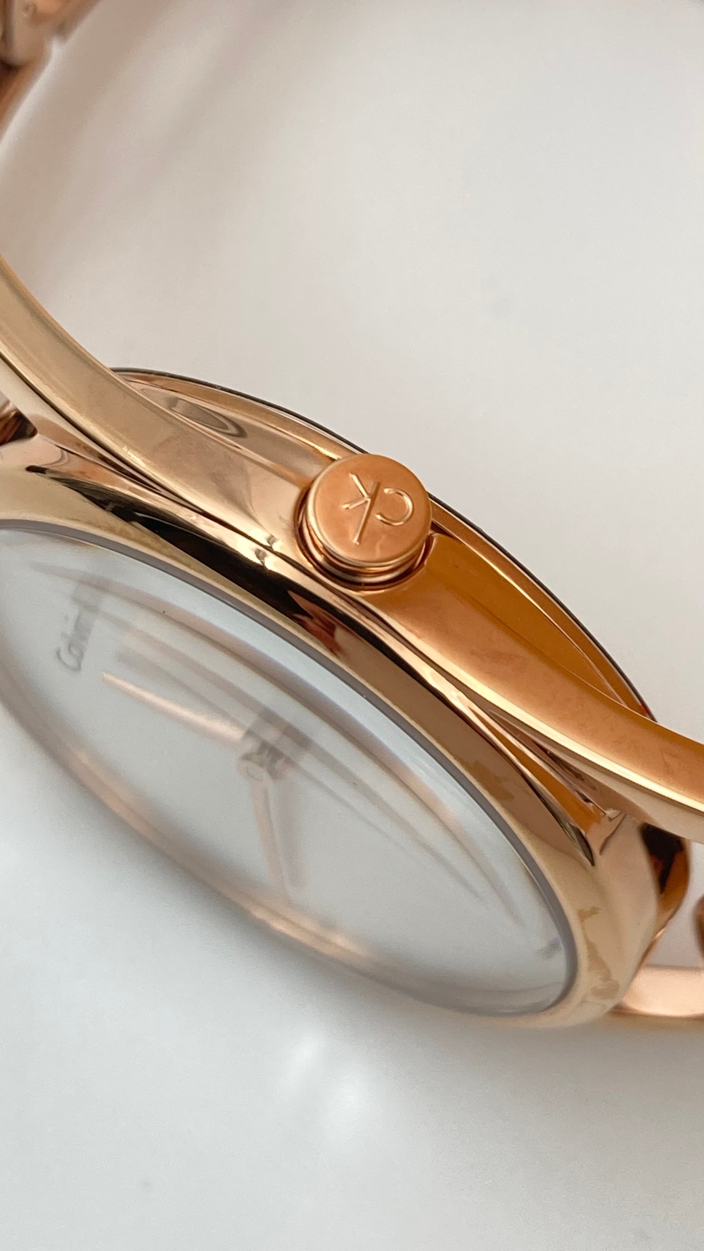 New Swiss Made CALVIN KLEIN Round Silver Dial Small Rose Gold PVD Ladies Watch