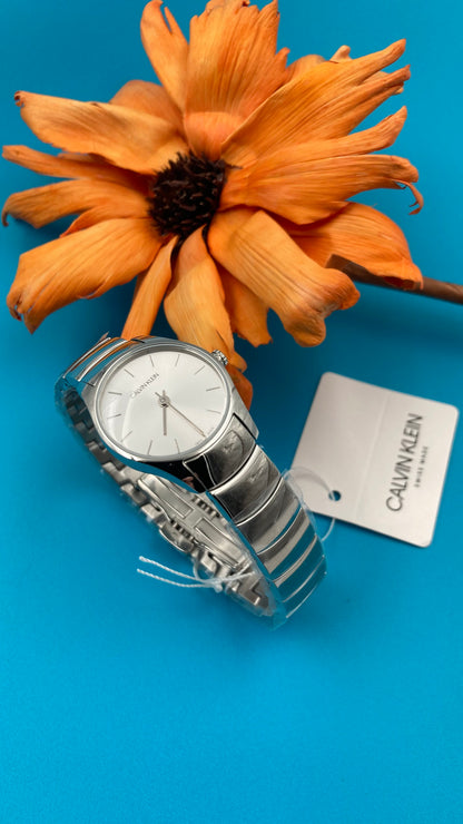 New Swiss Made CALVIN KLEIN Classic Quartz Silver Dial Ladies Watch