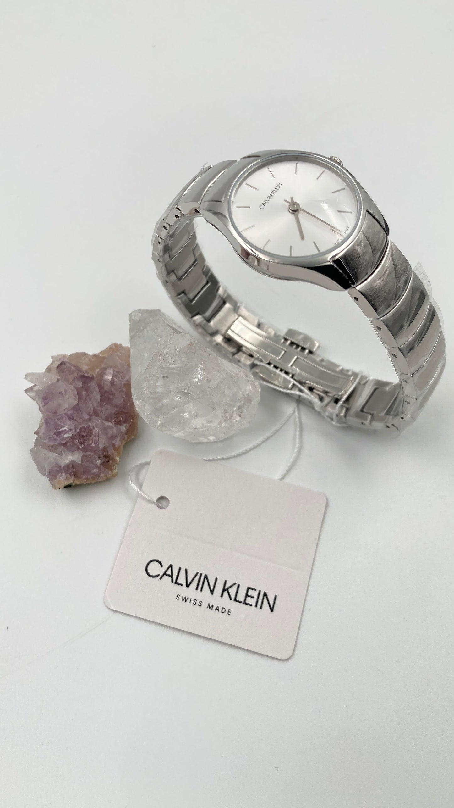 New Swiss Made CALVIN KLEIN Classic Quartz Silver Dial Ladies Watch