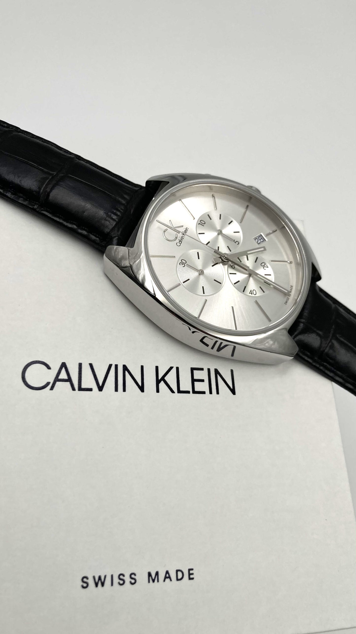 New Swiss Made CALVIN KLEIN Exchange Chronograph Silver Dial Men's Watch