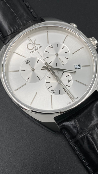 New Swiss Made CALVIN KLEIN Exchange Chronograph Silver Dial Men's Watch