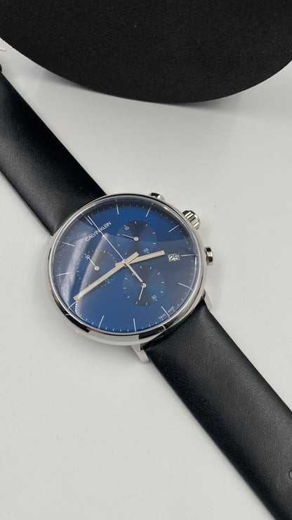 New Swiss Made CALVIN KLEIN High Noon Chronograph Quartz Blue Dial Men's Watch