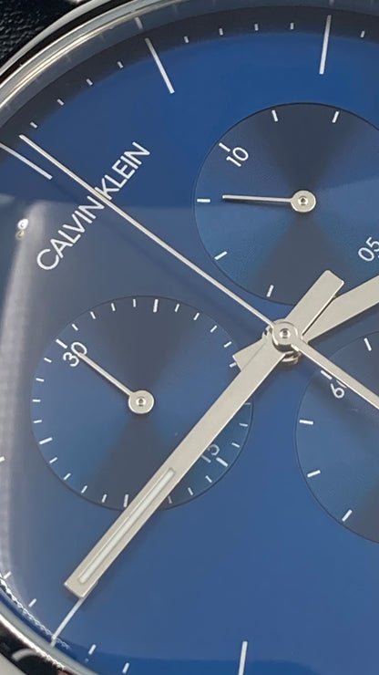 New Swiss Made CALVIN KLEIN High Noon Chronograph Quartz Blue Dial Men's Watch