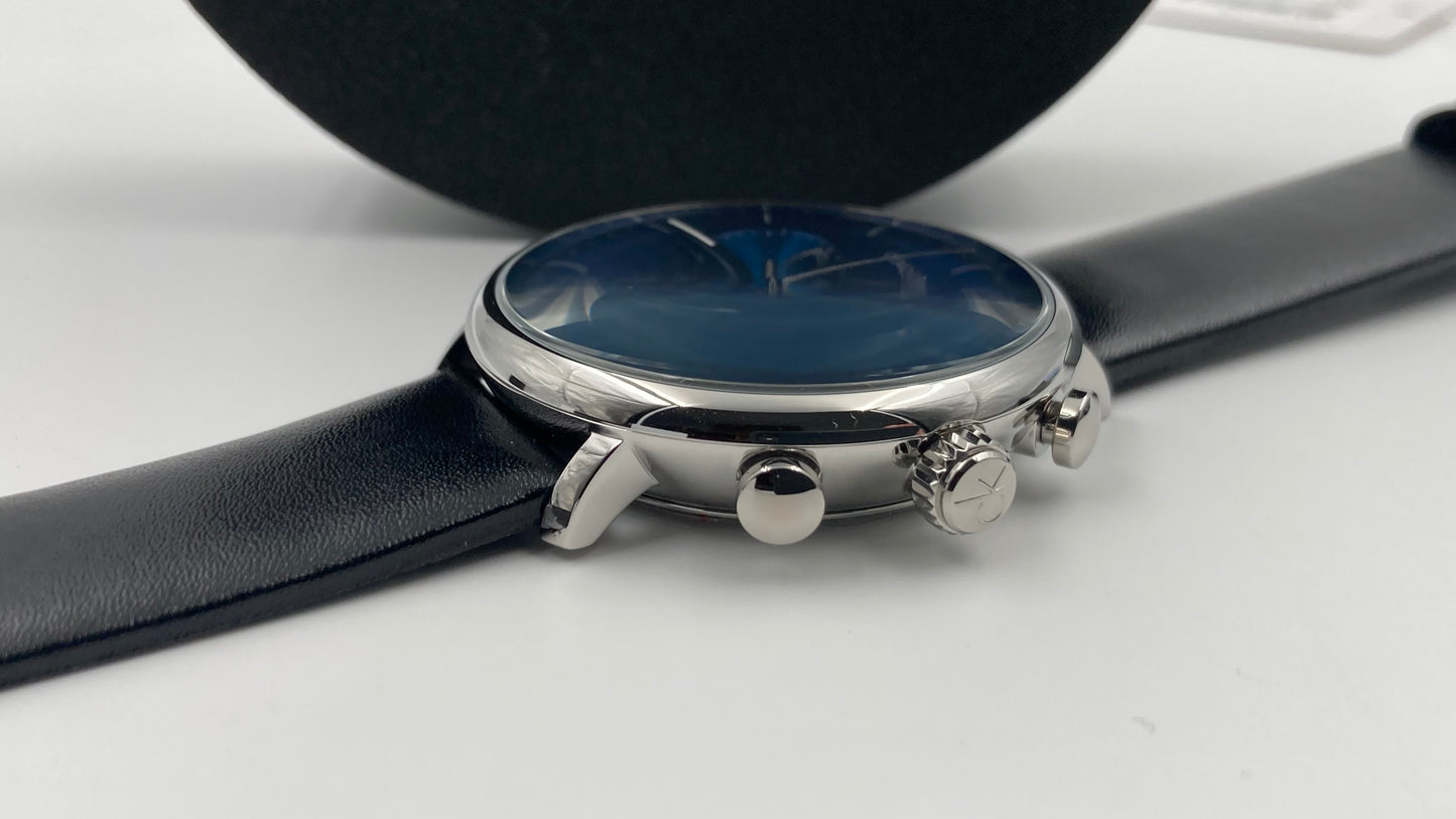 New Swiss Made CALVIN KLEIN High Noon Chronograph Quartz Blue Dial Men's Watch