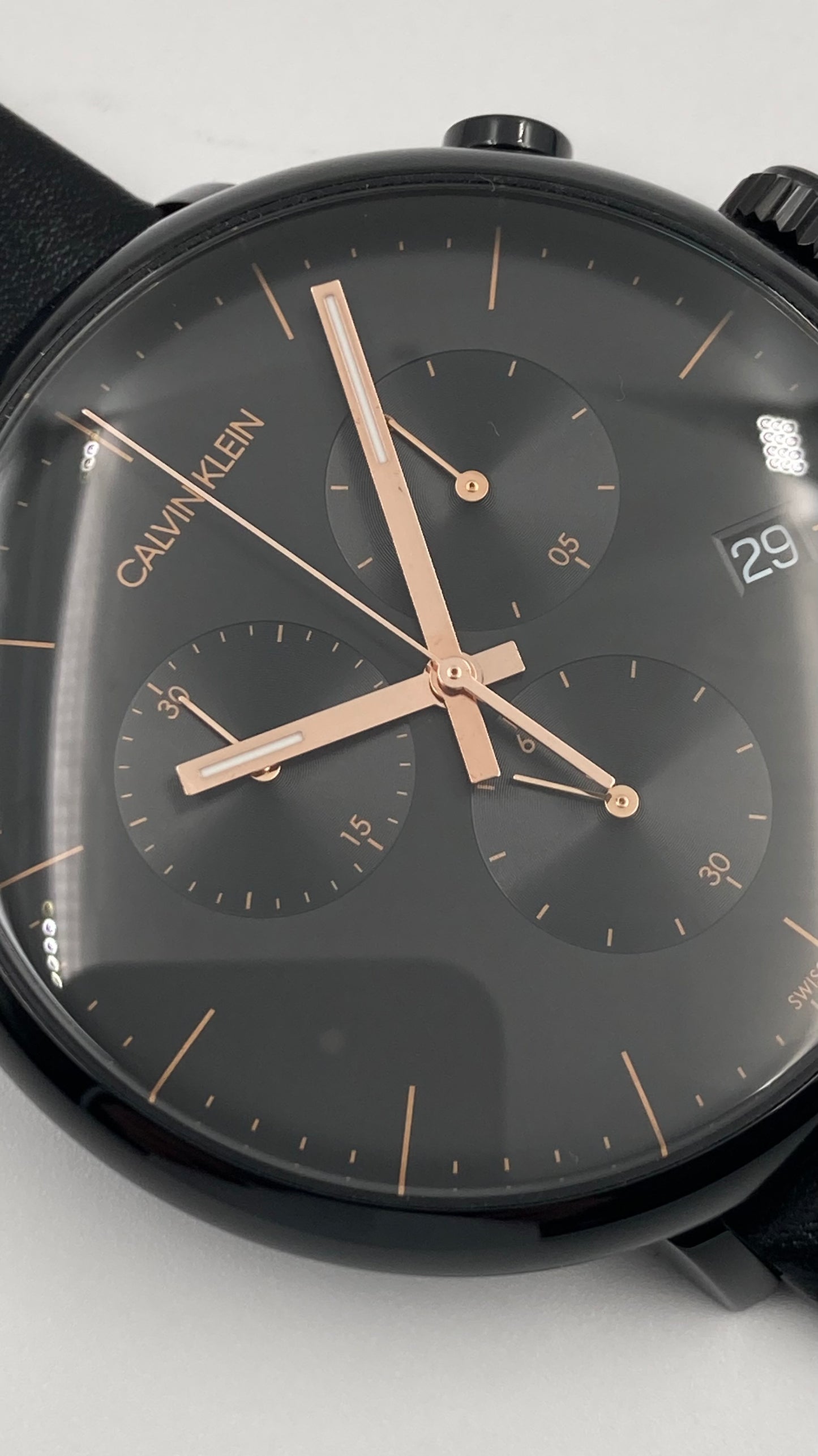 New Swiss Made CALVIN KLEIN High Noon Chronograph Quartz Black Dial Men's Watch