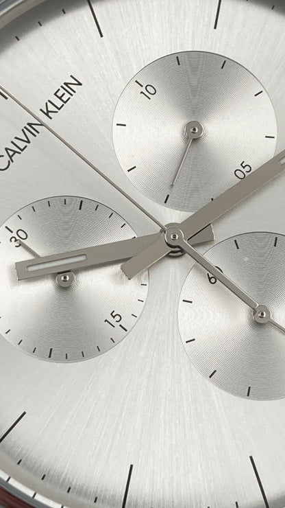 New Swiss Made CALVIN KLEIN High Noon Chronograph Quartz Silver Dial Men's Watch