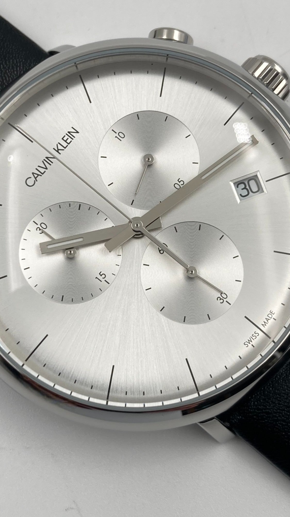 New Swiss Made CALVIN KLEIN High Noon Chronograph Quartz Silver Dial Men's Watch