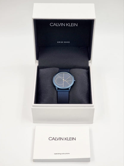 Neue, in der Schweiz hergestellte CALVIN KLEIN Minimal Quartz Damenuhr mit blauem Zifferblatt