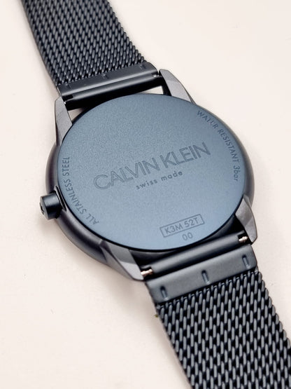 Neue, in der Schweiz hergestellte CALVIN KLEIN Minimal Quartz Damenuhr mit blauem Zifferblatt