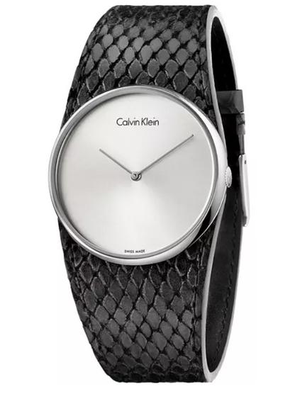 Neue, in der Schweiz hergestellte CALVIN KLEIN „Spellbound“ Damenuhr mit grauem Zifferblatt