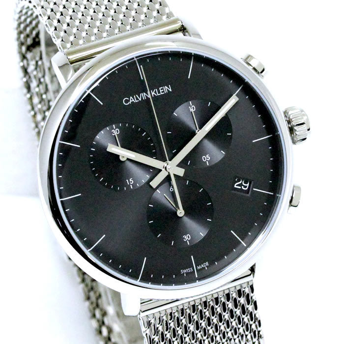 New Swiss Made CALVIN KLEIN High Noon Chronograph Quartz Black Dial Men's Watch