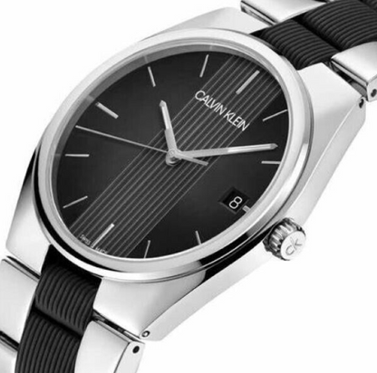New Swiss Made CALVIN KLEIN Contra Quartz Black Dial Men's Watch